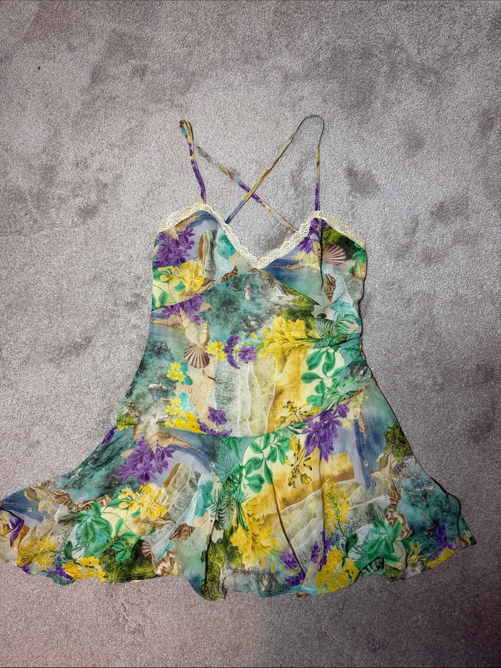 Runaway the Label Surrey Mini Dress Seashell Floral Lace Size M - Picture 5 of 10